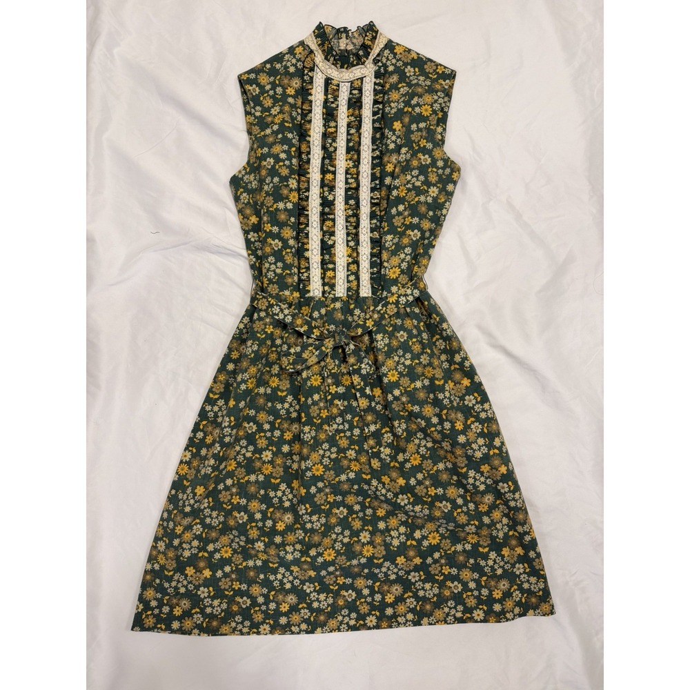 Vtg 60s JEUNE LEIQUE Cherberg Floral Pocket Academia MOD Dress M Small XS